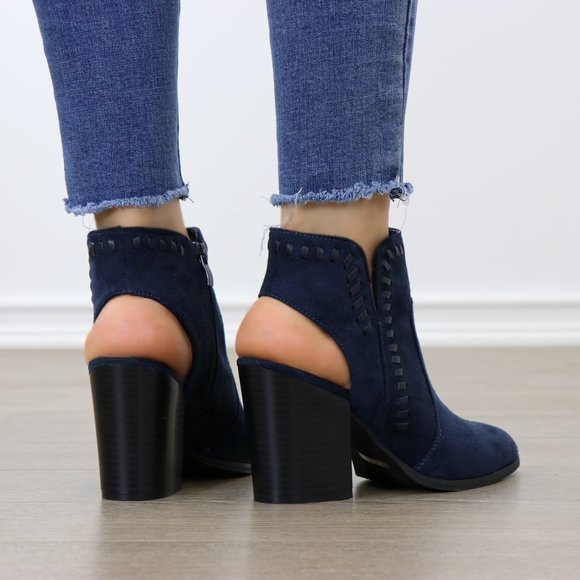 Shoes Pointy Toe Navy Suede Ankle Boots With Sling Back Poshmark